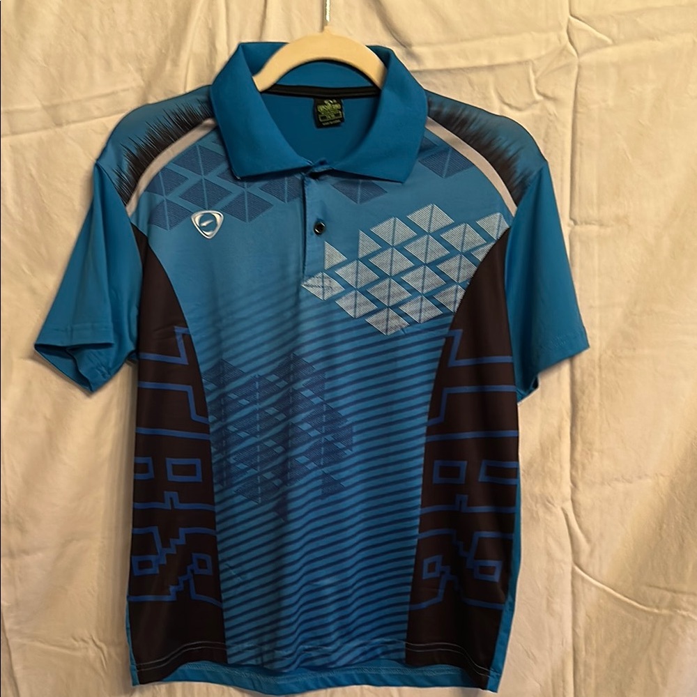 Blue Geometric Men's Polo Shirt